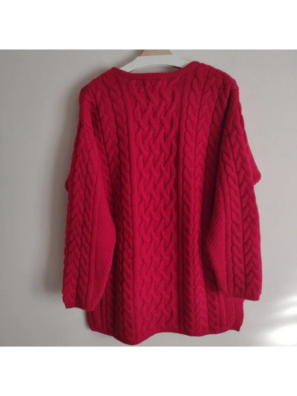 Aran Crafts Red Sweater XL NEW Wool Cashmere Cable Knit Fisherman Pullover NWT